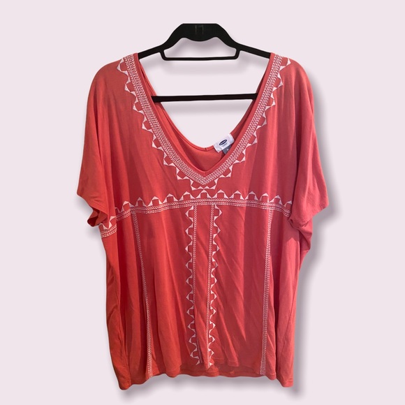 Coral v neck top - Picture 1 of 3